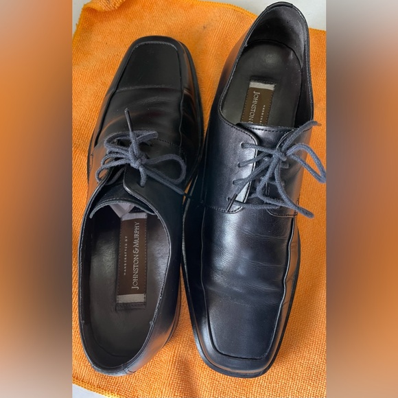 Pair of Mens Black Johnston and Murphy Size 9.5 Med Square Toe Oxfords - Picture 3 of 5
